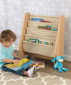 Alternative view of KidKraft Wood and Canvas Sling Bookshelf Furniture for Kids – Natural, Gift for Ages 3+