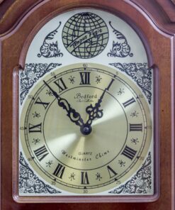 Alternative view of Bedford Clock Collection Grand Antique Colonial Chiming Wall Clock with Roman Numerals in a Cherry Oak Finish, 38" L