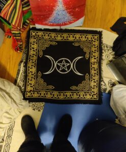 Altar Tarot Cloth: Triple Goddess With Pentagram - 24" x 24" (Gold/Silver on Black Pentacle/Pentagram) 33 A1PT5uQtPzL