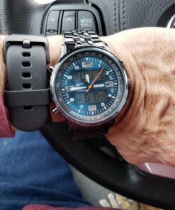 VIGOROSO Men's LED Analog Digital Date Week Sports Outdoor Steel Blue Dial Watch Black&Blue 31 A1PaQD Q29L