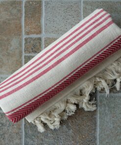 Dandelion - Ivory Basic Pattern - Naturally-Dyed Cotton Turkish Towel Peshtemal - 71x39 Inches - Red 10 A1PbnxLaoVL