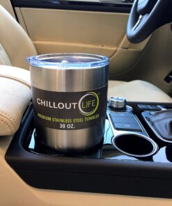 CHILLOUT LIFE 30 oz Stainless Steel Tumbler with Lid - Double Wall Vacuum Insulated Large Travel Coffee Mug with Splash Proof Lid and Straw for Hot & Cold Drinks 30oz (pack of 1) 22 A1QAI syqUL