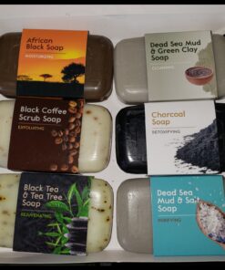 O Naturals 6 PCS Black Soap - Women & Men's Bar Soap, Father's Day Gifts, Men's Soap Bar, African Black Soap w/Moisturizing Shea Butter, Charcoal Soap, Organic & Natural Soap for Men & Women, 4oz Black Soap Collection 4 Ounce (Pack of 6) 51 A1QRinibVNL