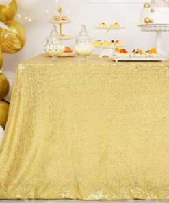 BalsaCircle 60x102-Inch Gold Rectangle Tablecloth for Wedding Party Cake Dessert Events Table Linens 60"*102" 35 A1RoCyuG2 L