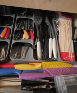 Joseph Joseph DrawerStore Kitchen Drawer Organizer Tray for Silverware Cutlery Utensils and Gadgets, Gray, 15.6 x 15.1 x 2.1 Inches Grey Large 24 A1SjgIlERpL