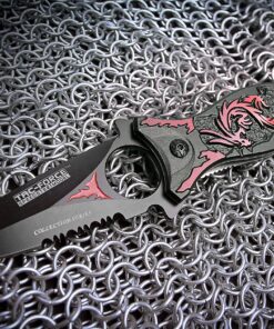 TAC Force TF-707 Series Assisted Opening Folding Knife, Black Half-Serrated Blade, Dragon Handle, 4-1/2-Inch Closed Red 19 A1Td2Y7CrdL