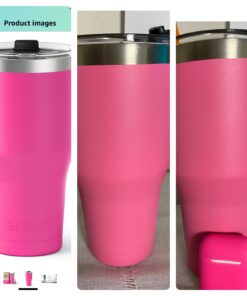 Arctic Tumblers | 30 oz Matte Pink Insulated Tumbler with Straw & Cleaner - Retains Temperature up to 24hrs - Non-Spill Splash Proof Lid, Double Wall Vacuum Technology, BPA Free & Built to Last 30 oz Tumbler Matte Pink Powder Coat 21 A1VC16An QL