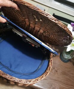 Unique Willow Picnic Basket for 2 Persons, Natural Wicker Picnic Hamper with Service Set and Insulated Cooler Bag - Best Gifts for Father Mother Shabby Chic 24 A1W6RZCnMPL