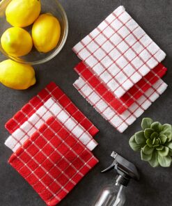 DII Basic Terry Collection Windowpane Dishcloth Set, 12x12, Red, 6 Piece 19 A1WtfLeJW1L
