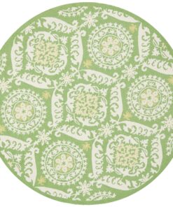 Alternative view of SAFAVIEH Chelsea Collection Area Rug - 3' Round, Green & Beige, Hand-Hooked French Country Wool, Ideal for High Traffic Areas in Living Room, Bedroom (HK356B) 3' x 3' Round Green / Beige