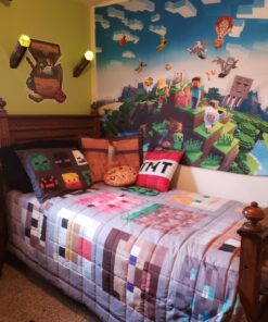 OETNAISAN Minecraft Twin Quilt & Sham Set - Featuring Creeper, Steve, & Alex (Official Minecraft Product) 18 A1ZOwlJdqDL
