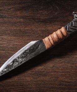 Alternative view of Norse Tradesman Viking Knife With Boar's Head Hilt & Leather Sheath - 5.5" Carbon Steel Blade