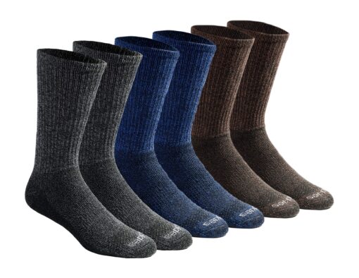 Dri-Tech Essential Moisture Control Crew Socks Multipack Large Grey/Blue/Brown (6 Pairs)