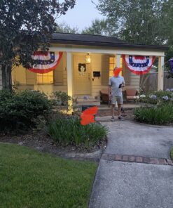 Anley USA Pleated Fan Flag, 3x6 Feet American US Bunting Flags Patriotic Stars & Stripes - Sharp Color and Fade Resistant - Canvas Header and Brass Grommets - United States 3 x 6 Feet Half Fan Banner 3x6 Ft 1pc 26 A1bbyQabNsL