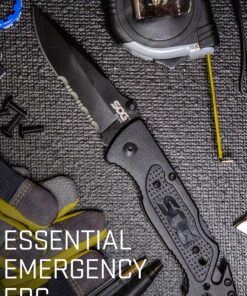 SOG Escape Tactical Folding Knife- 3.4 Inch Serrated Edge Blade Emergency Pocket Knife with Glass Breaker, Wire Stripper and Line Cutter Blades-Black (FF25-CP) Escape - Hardcased Black 25 A1c1RAc16TL