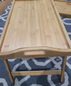 Greenco Bed Tray Table with Foldable Legs, Breakfast Tray with Handles, Eating, Working, Laptop or Snacking - Breakfast Trays for Bed - 100% Natural Bamboo for Strength and Beauty - 20" L x 12" W 1 Pack 33 A1cDWuD5u8L