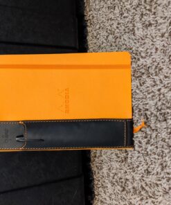 QUIVER Pen Holder For Notebooks|Stylus Holder For Tablets|Elastic/Reusable/Non-Adhesive|For Use With Moleskine/Leuchtturm1917/Rhodia & iPad Mini 1/2/3/4 8-8.5 Inches(Black Leather/Orange Stitching) 11 A1cWitGJHHL