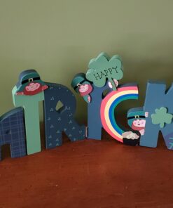 Happy St. Patrick's Wooden Screen Sign - hinged, Wood and Hand Painted - Shamrocks, Leprechauns, and Rainbows - St. Patrick's Day Tabletop Home Decor 25 A1cjVnx04iL