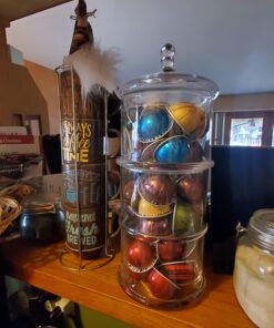 MyGift Modern 3 Tier Clear Glass Stacking Apothecary Jars with Lid, Round Glass Display Candy and Cookie Containers, 16 inch Tall 35 A1ckIt1ZKYL