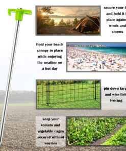 TARPATOP Galvanized 10” Tent Pegs – 12 Heavy Duty Anchoring Stakes with Green Stopper - 1 Peg Puller – Accessory Tool for Hikers, Campers and Farmers – for Gardening, Canopies, Beach Shades and Tarps 8 A1dZWFMmNFL