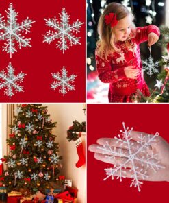 Moon Boat 72pcs White Sparkling Snowflakes String & Sticker Window Clings Decal Christmas Decoration Hanging Xmas Ornaments 21 A1e0Fzy3dQL