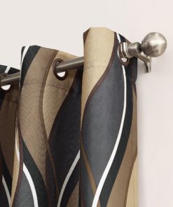 Alternative view of No. 918 Intersect Ogee Print Semi-Sheer Grommet Curtain Panel 1 Charcoal Gray 48" x 63"