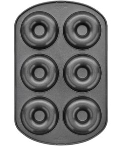 Wilton 6-Cavity Doughnut Baking Pan, Makes Individual Full-Sized 3 3/4" Donuts or Baked Treats, Non-Stick and Dishwasher Safe, Enjoy or Give as Gift, Metal (1 Pan) 1 Pack Wilton Nonstick 6-Cavity Donut Pan 24 A1eVE5nMEzL