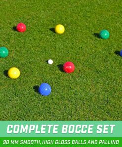 GoSports 90 mm Backyard Bocce Set with 8 Balls, Pallino, Case and Measuring Rope - Made from Premium Resin 24 A1exZXytgL