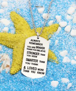 lauhonmin Always Remember You Are Braver/Stronger/Smarter Than You Think Pendant Necklace Family Friend Gift Unisex Made of Stainless steel 18 A1fuX0jk0L