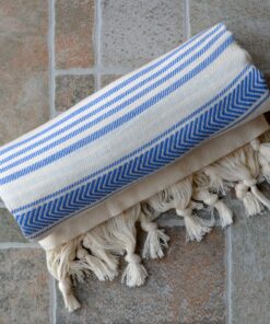 Dandelion - Ivory Basic Pattern - 100% Naturally-Dyed Cotton Turkish Towel Peshtemal - 71x39 Inches - Navy Blue 11 A1g94qGPhwL