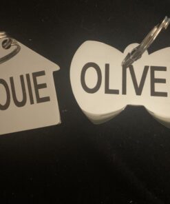 GoTags Stainless Steel Pet ID Tags, Personalized Dog Tags and Cat Tags, up to 8 Lines of Custom Text, Engraved on Both Sides, in Bone, Round, Heart, Bow Tie and More Regular (Pack of 1) 36 A1h0TKkUJbL