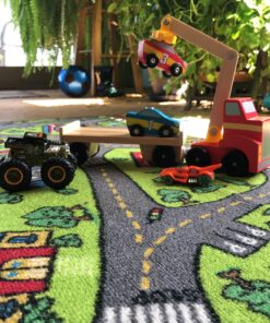 Melissa & Doug Magnetic Car Loader Wooden Toy Set With 4 Cars and 1 Semi-Trailer Truck - Crane Wooden Toy, Vehicle Toys For Kids Ages 3+ 37 A1h3M9YNeL