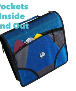 Case it King Size Mighty Zip Tab Binder, 3 Rings, 4" Capacity, 11 X 8.5, Blue 19 A1ixy5a0oYL