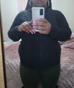 Hanes Women’s Slub Knit Hoodie, Women’s Zip-Front Hoodie, Women’s Cotton Jersey Hoodie, Knit Cotton Jacket Large Black 16 A1kLvR6xiDL