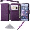 iPhone 6s /6 Case, Wisdompro Premium PU Leather 2-in-1 Protective [Folio Flip Wallet] Case with Credit Card Holder/Slots and Wrist Lanyard for Apple 4.7-inch iPhone 6s /6 (Purple) With Lanyard Purple