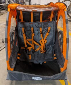 Instep Quick-N-EZ Double Tow Behind Bike Trailer for Toddlers, Kids, Converts to Stroller, Jogger, 2-in-1 Canopy, Universal Bicycle Coupler, Folding Frame, Multiple Colors Orange 28 A1lt OO5bIL