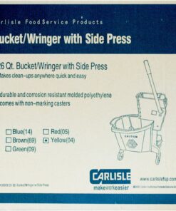 Carlisle FoodService Products Mop Bucket with Side-Press Wringer for Floor Cleaning, Restaurants, Offices, And Janitorial Use, Polyproylene, 26 Quarts, Yellow 29 A1mCO 3DioL
