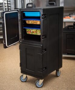 Carlisle FoodService Products Cateraide Insulated Front Loading Food Pan Carrier Double Carrier with Casters and Handles for Catering, Events, And Restaurants, Plastic, 10 Full Pans, Black 31 A1nW16O8sS