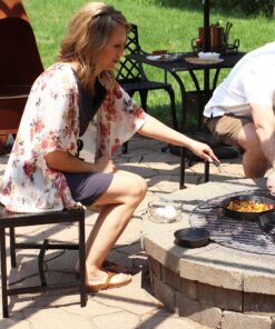 Sunnydaze Outdoor Curved Powder-Coated Black Metal Mesh Fire Pit Bench - Backless - Set of 2 17 A1ncx8I9vrL