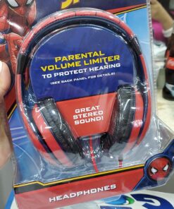eKids Spiderman Kids Headphones, Adjustable Headband, Stereo Sound, 3.5Mm Jack, Wired, Tangle-Free, Volume Control, Childrens Headphones Over Ear for School Home, Travel 27 A1nu1Exv9FL