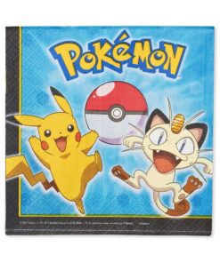 American Greetings Amscan Electrifyingly Cute Pikachu & Friends Birthday Party Luncheon Napkins (16 Pack), 6.5" X 6.5", Blue 4 A1o0o3gN8oL