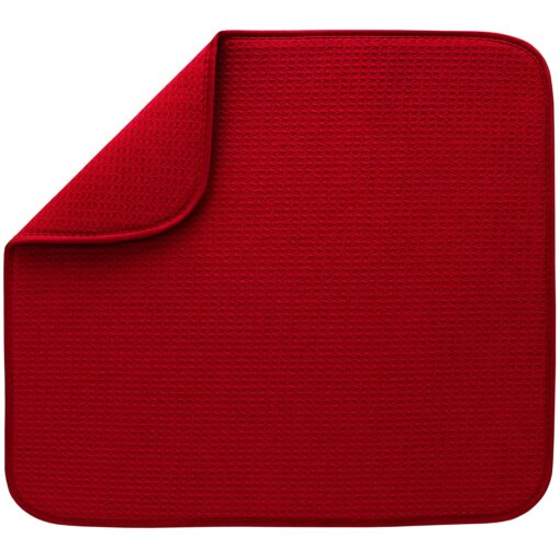 S&T INC. Dish Drying Mat for Kitchen, Absorbent, Reversible Microfiber Dish Mat, 16 Inch x 18 Inch, Red 408601