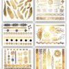 Terra Tattoos Gold Black Metallic Henna Temporary Tattoos Designs Elephants, Flowers, Stars & more! Waterproof Nontoxic Long Lasting Perfect for Beach, Festivals, & Parties (Free Spirit) Free Spirit 21 A1puvl6rVBL 3