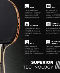 STIGA Titan Performance Ping Pong Paddle - 5-ply Ultra-Light Blade - 2mm Premium Sponge - Flared Handle for Premium Grip - Performance Table Tennis Racket for Advanced Play 17 A1q4VMWS7L