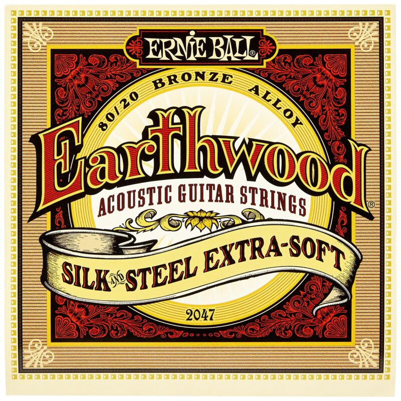 Ernie Ball Earthwood Silk and Steel Extra-Soft Acoustic Guitar Strings, 10-50 Gauge (P02047) Extra-Soft (10-50) Single Pack