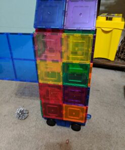 PicassoTiles 2 Piece Car Truck Construction Kit Toy Set Vehicle Educational Building Tile Magnetic Blocks Puzzle Magnets Toys with Re-Enforced Hitch and Long Bed for Girls Boys Toddler Ages 3+ PT20 52 A1qunN Zl4L