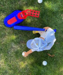 Franklin Sports Kids Baseball Pitching Machine - Pop A Pitch Baseball Batting Machine with Youth Bat + 3 Plastic Baseballs - Boys + Girls Baseball Toy,Red/Blue Baseball Pop A Pitch 41 A1s55D8RHuL