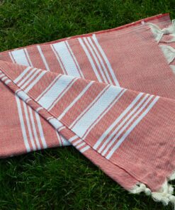 Dandelion - Basic Pattern - 100% Naturally-Dyed Cotton Turkish Towel Peshtemal - 71x39 Inches - Red 10 A1tA3clcNqL