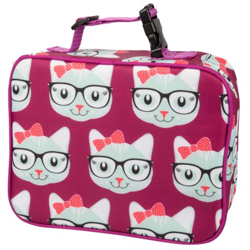 Bentology Lunch Box for Girls - Kids Insulated, Durable Lunchbox Tote Bag Fits Bento Boxes, Containers w/Lids, Jars & Bottles, Back to School Reusable Lunch Sleeve Keeps Food Hotter or Colder Longer Kitty