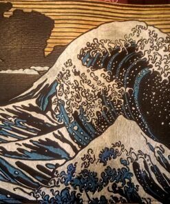 Oberon Design Genuine Leather Refillable Journal Cover with a Hardbound Blank Insert, 6x9 Inches, Hokusai Wave, Navy with a Pewter Button, Made in the USA 15 A1tuGktXLRL